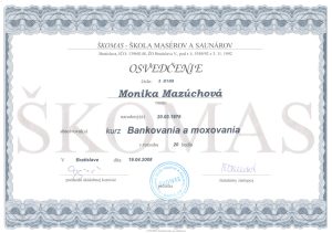 certifikát Škomas pre bankovanie a moxovanie